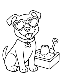 Free printable Playful Pitbull With Heart Sunglasses coloring page
