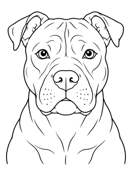 Free printable Pitbull Portrait Line Art coloring page