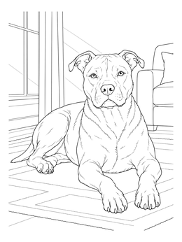 Free printable Pitbull Resting In The Living Room coloring page