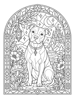 Free printable Pitbull In Stained Glass Window coloring page