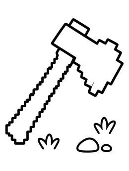 Free printable Pixelated Hatchet Outdoors coloring page