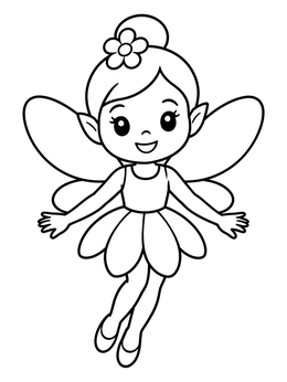 Free printable Cute Pixie With Petal Skirt coloring page
