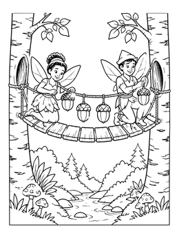 Free printable Pixies Hanging Acorn Lanterns coloring page