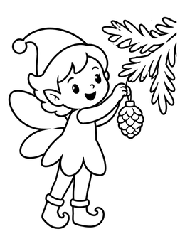 Free printable Little Pixie Hanging Pinecone Ornament coloring page