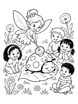 Free printable Pixie Painting A Ladybug coloring page