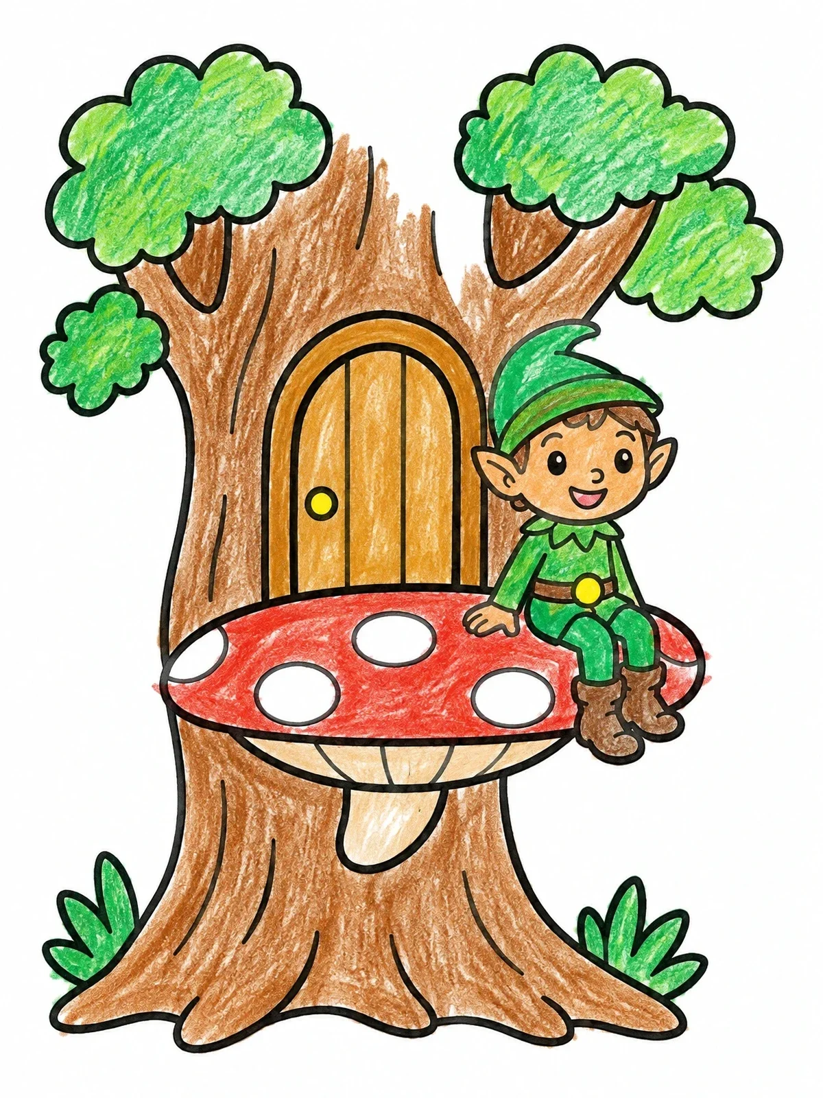 Colored example of the Cheerful Pixie By Oak Tree Home coloring page