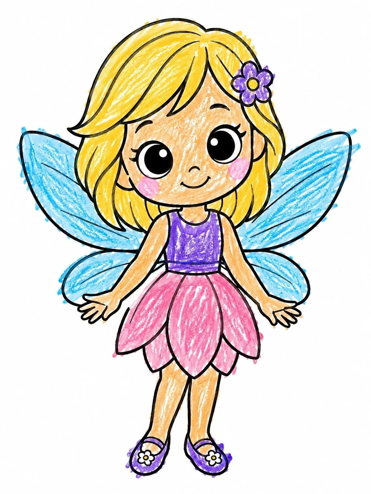 Colored example of the Sweet Chibi Pixie Girl coloring page