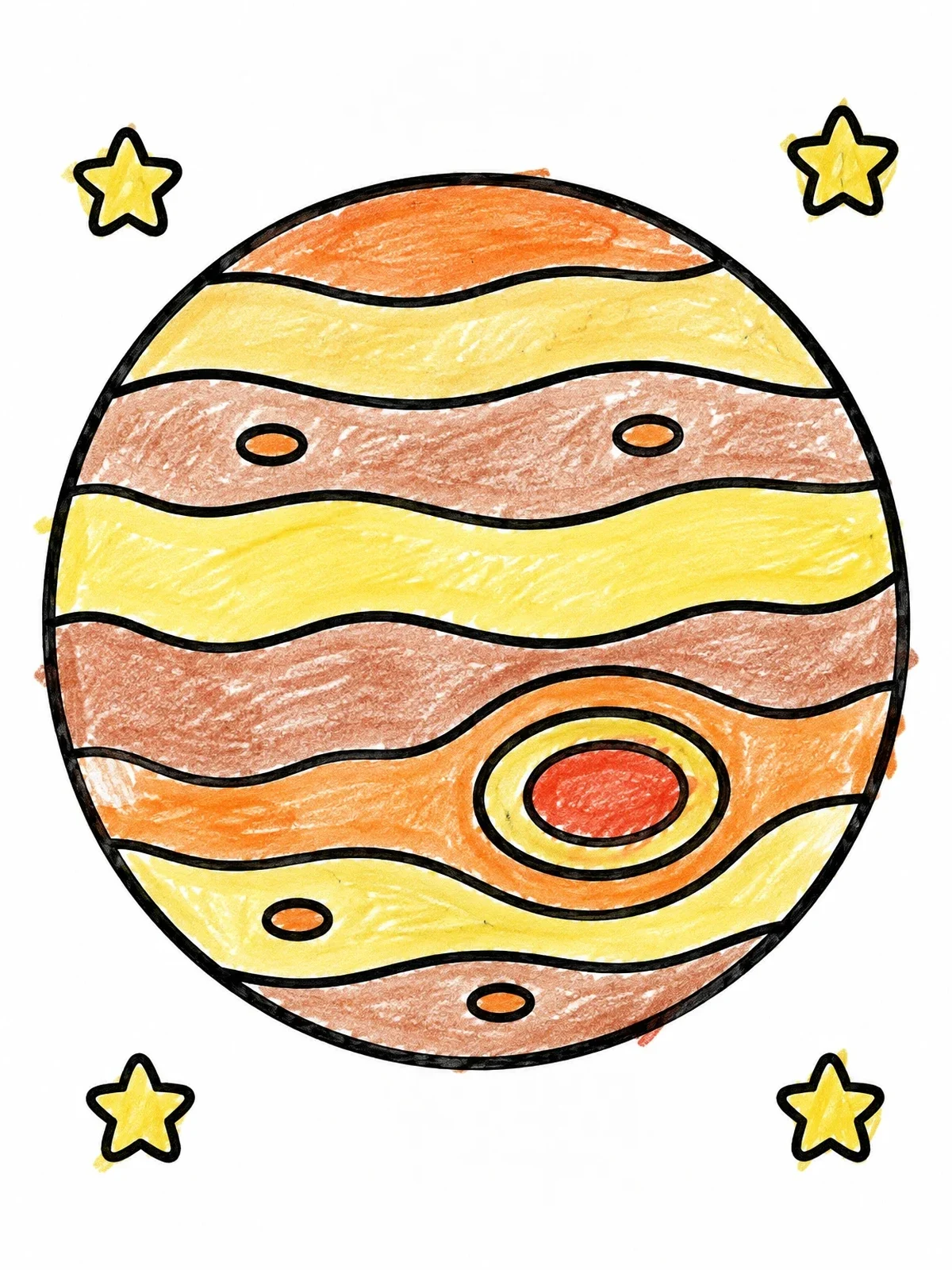 Colored example of the Planet Jupiter With Swirling Bands coloring page