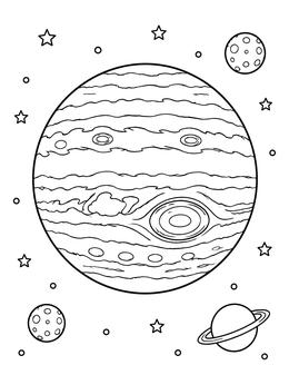 Free printable Planet Jupiter With Swirling Storms coloring page
