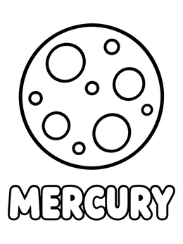 Free printable Planet Mercury With Bold Letters coloring page
