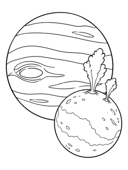 Free printable Planet Neptune With Moon Triton And Geysers coloring page