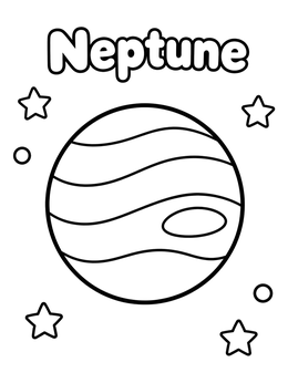 Free printable Planet Neptune With Stars coloring page