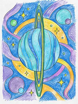 Planet Uranus With Vertical Rings Coloring Page