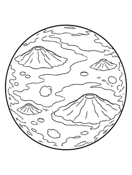 Free printable Planet Venus With Shield Volcanoes coloring page