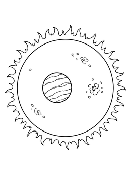Planet silhouette during a transit in this venus coloring page.