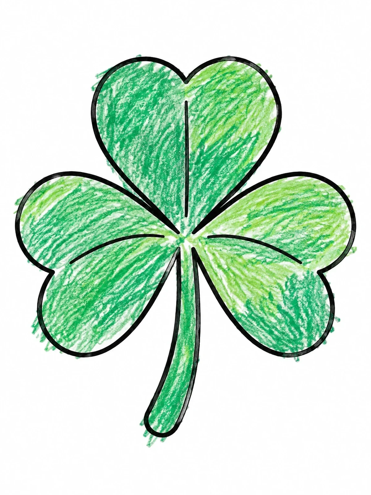 Colored example of the Simple Three Leaf Shamrock Clover coloring page