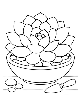 Free printable Succulent Rosette In Shallow Bowl coloring page