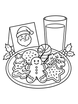 Free printable Holiday Treats With Milk For Santa coloring page