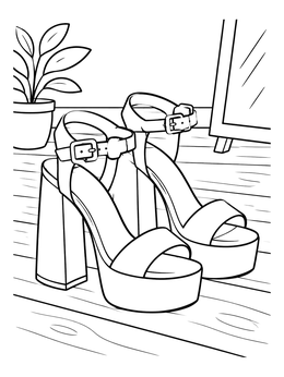 Free printable Platform High Heel Sandals In Room coloring page