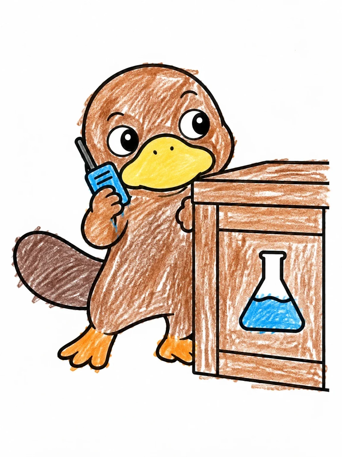 Colored example of the Platypus Spy With Walkie Talkie coloring page