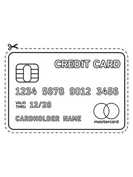 Free printable Toy Credit Card Cutout Template coloring page