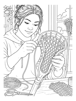 Free printable Player Restringing Lacrosse Stick Head coloring page