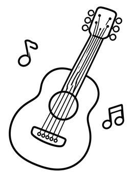 Free printable Playful Acoustic Guitar With Musical Notes coloring page