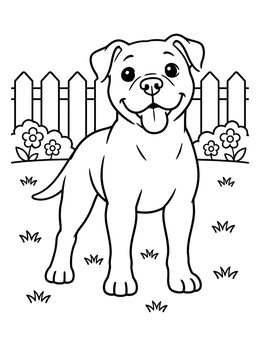 Free printable Playful American Bulldog In Backyard coloring page