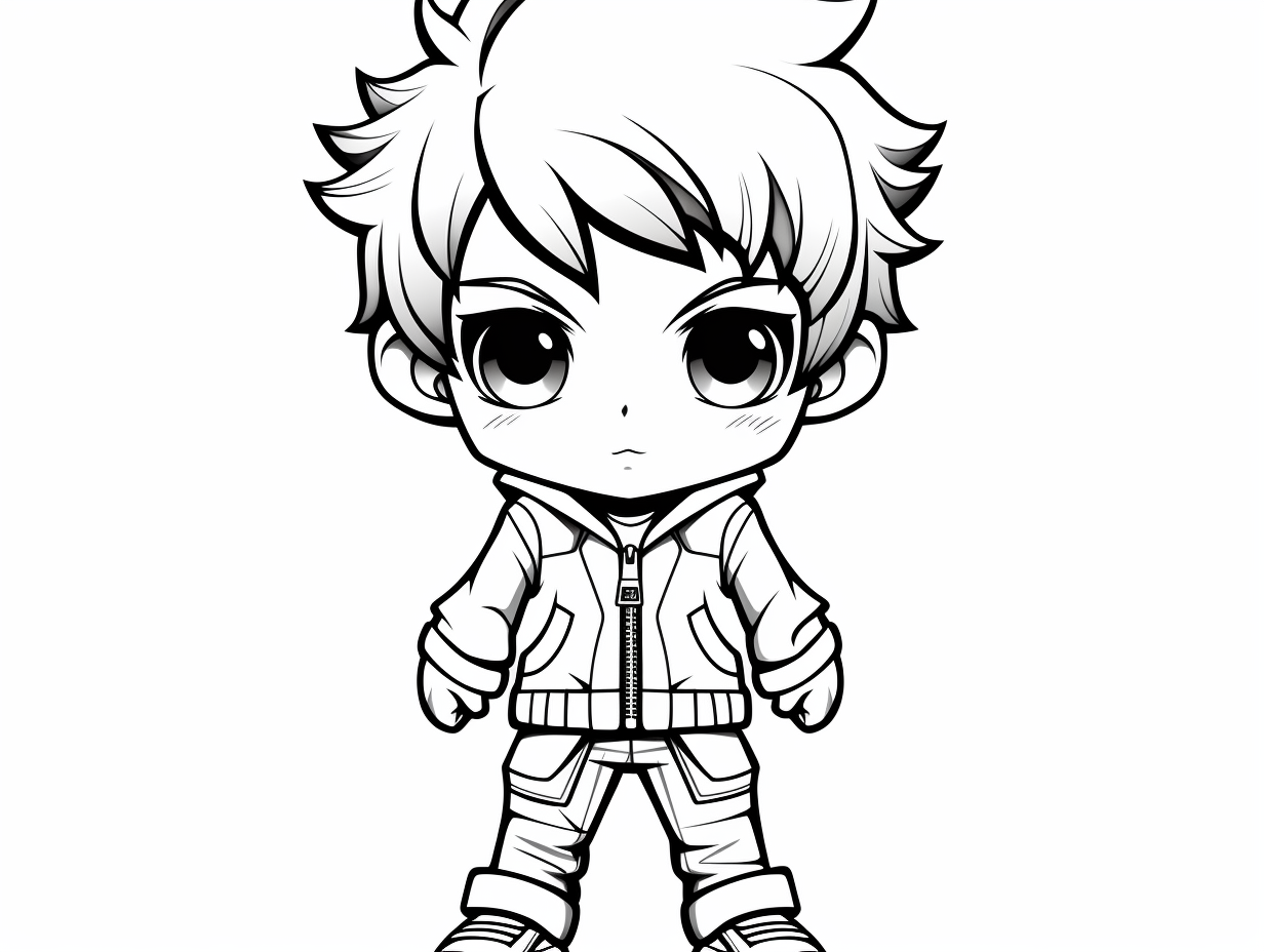 Playful Anime Boy Coloring Experience - Coloring Page