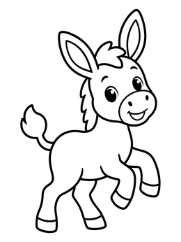Free printable Playful Baby Donkey Prancing coloring page