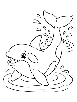 Free printable Playful Baby Orca Splashing Water coloring page