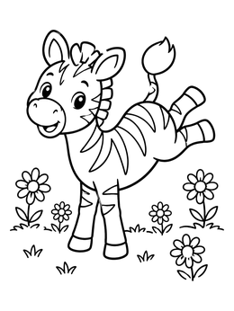 Free printable Playful Baby Zebra Kicking Hooves coloring page