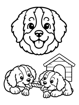 Free printable Playful Bernese Mountain Dog Puppies coloring page