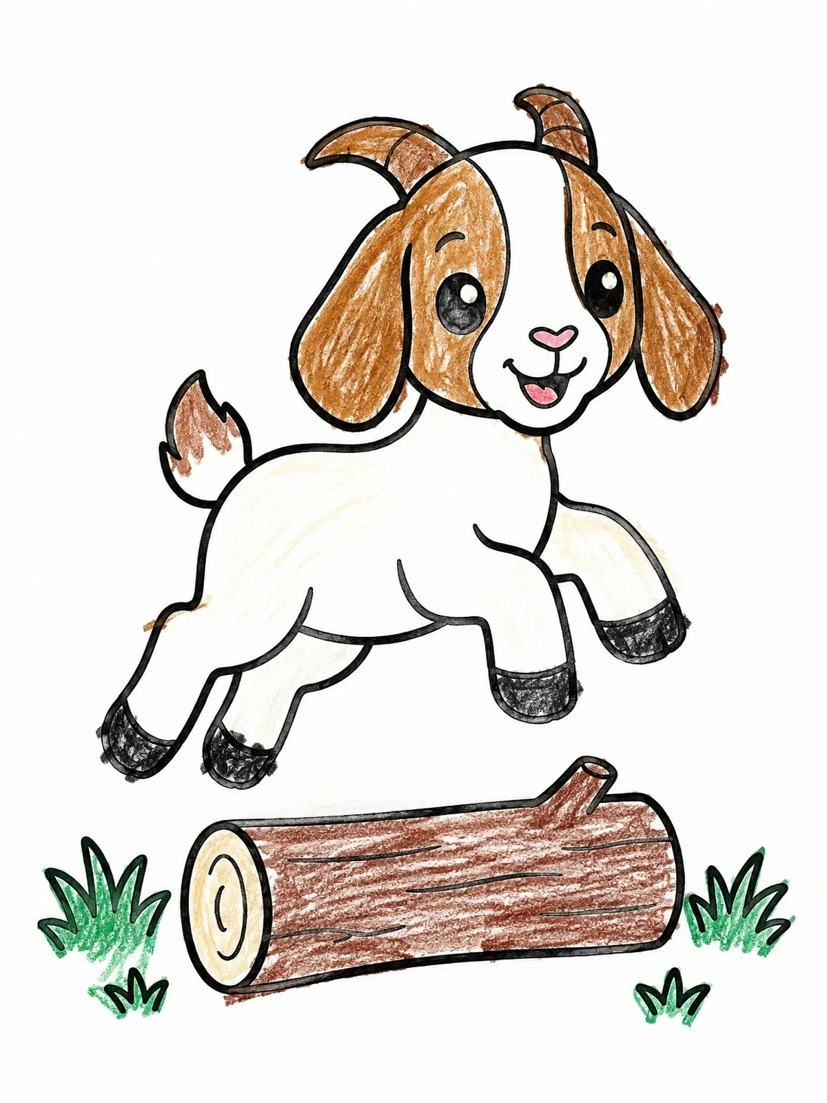 Colored example of the Playful Boer Goat Kid Jumping coloring page
