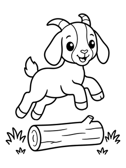 Free printable Playful Boer Goat Kid Jumping coloring page