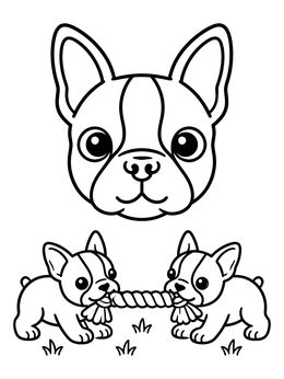 Free printable Playful Boston Terrier Puppies coloring page