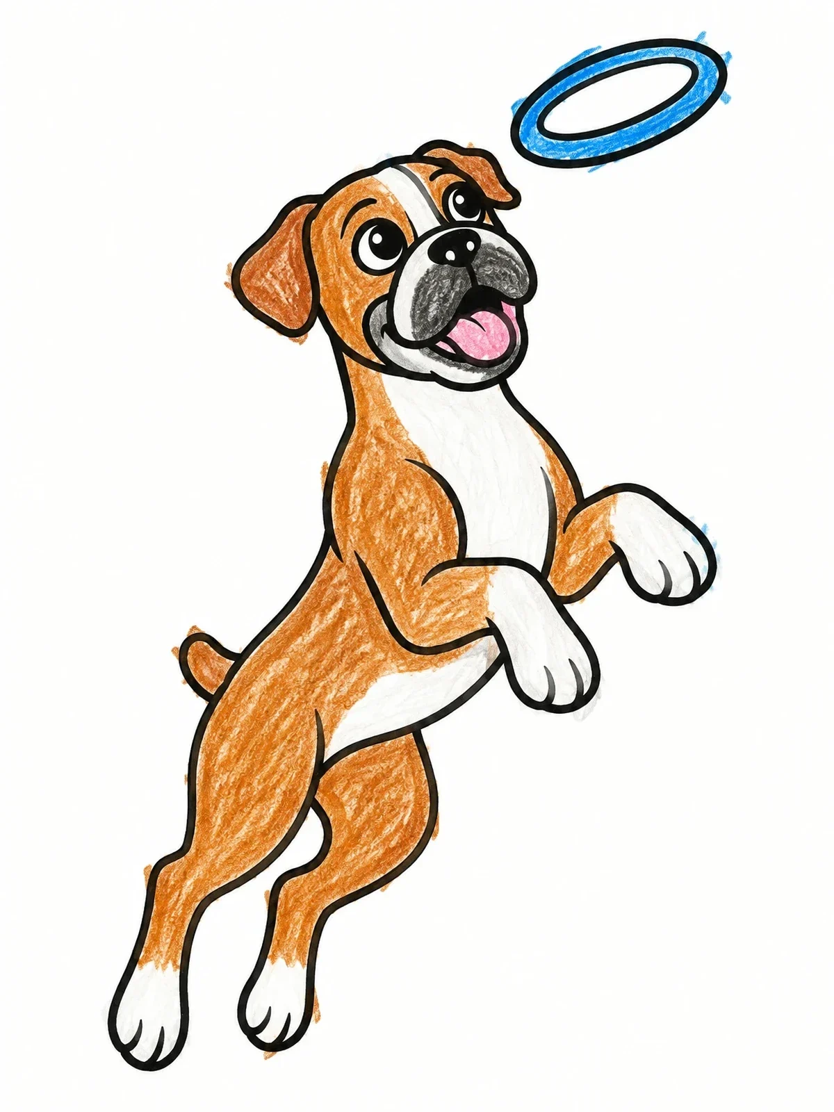 Colored example of the Playful Boxer Dog Catching Ring coloring page