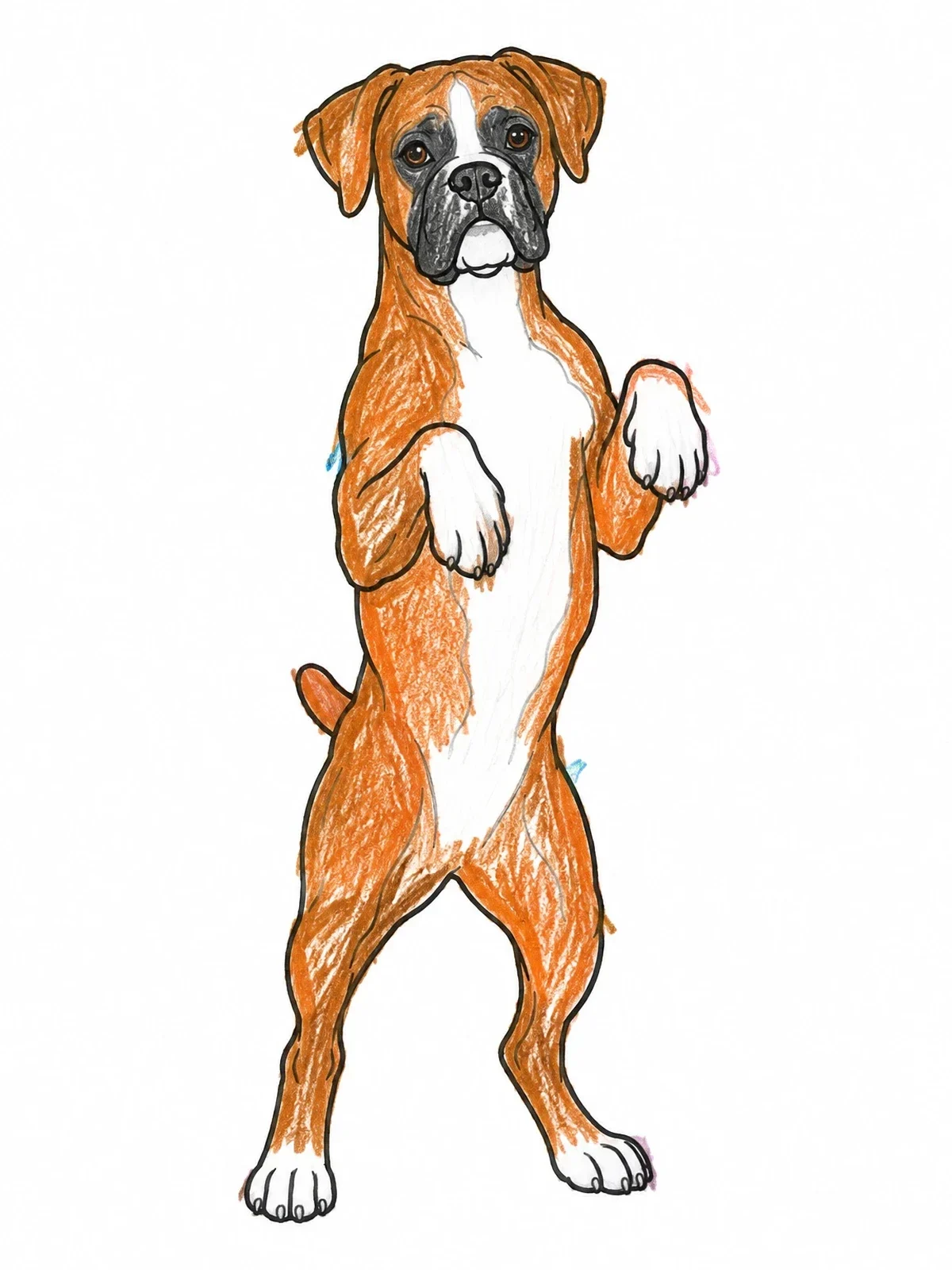 Colored example of the Playful Boxer Standing On Hind Legs coloring page