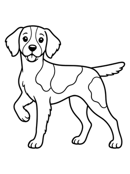 Free printable Playful Brittany Dog Pointing Stance coloring page