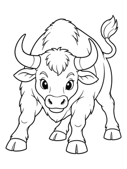 Free printable Playful Bull Charging Forward coloring page