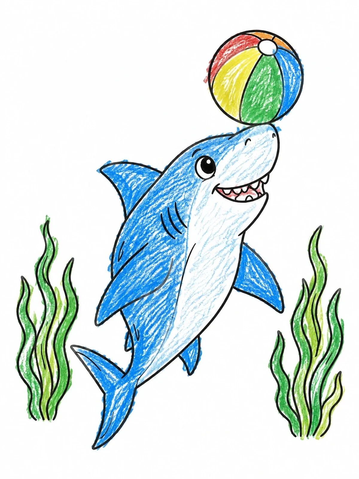 Colored example of the Playful Bull Shark Balancing Beach Ball coloring page