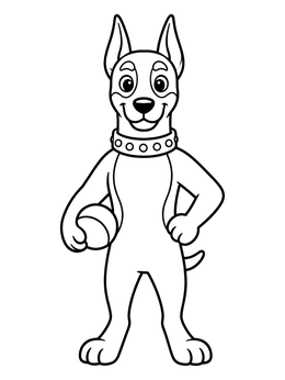 Free printable Playful Cartoon Doberman With Ball coloring page