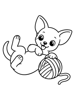 Free printable Playful Chihuahua With Yarn Ball coloring page