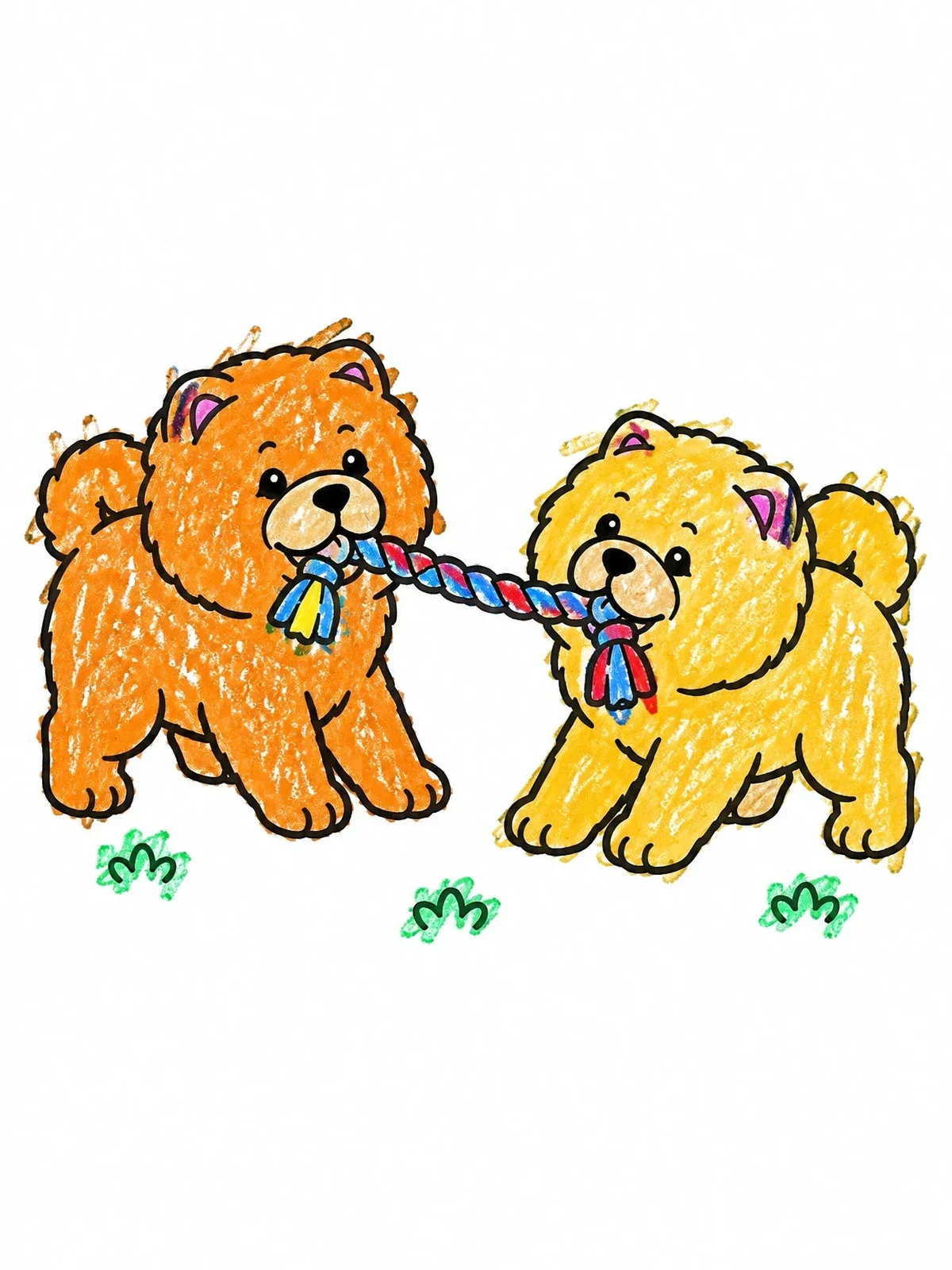 Colored example of the Playful Chow Chow Puppies With Rope coloring page