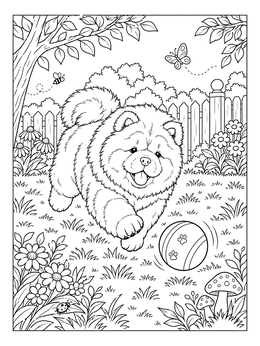 Free printable Playful Chow Chow Puppy With Ball coloring page