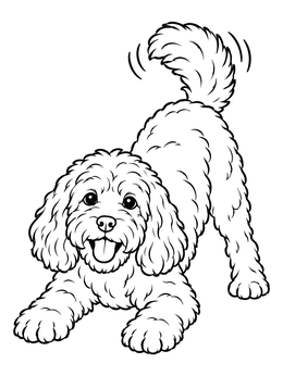 Free printable Playful Cockapoo In Bow Stance coloring page