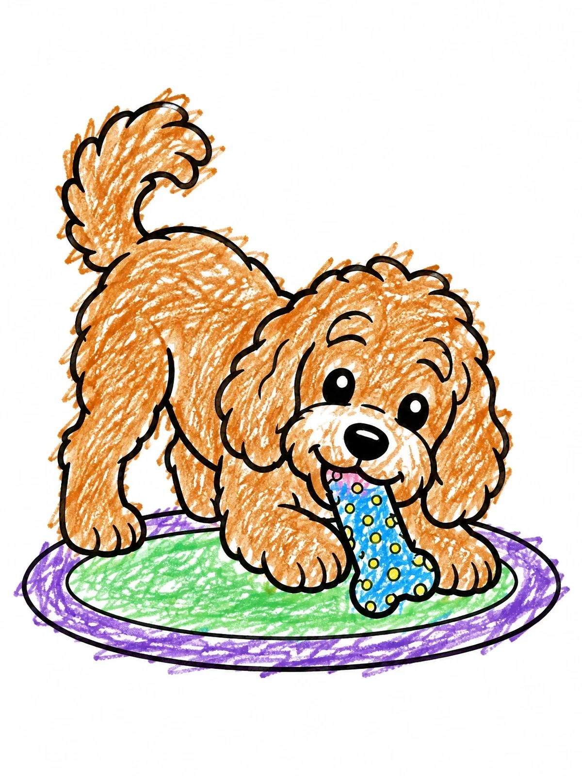 Colored example of the Playful Cockapoo Chewing A Bone coloring page