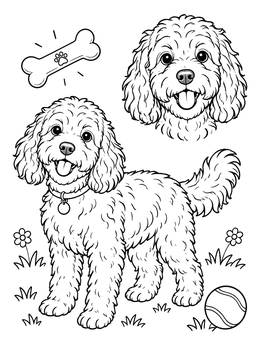 Free printable Playful Cockapoo And Portrait coloring page