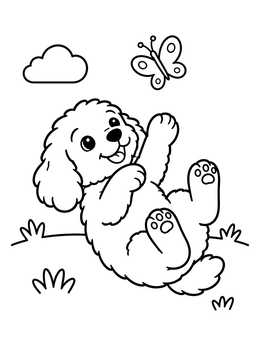 Free printable Playful Cockapoo Puppy And Butterfly coloring page