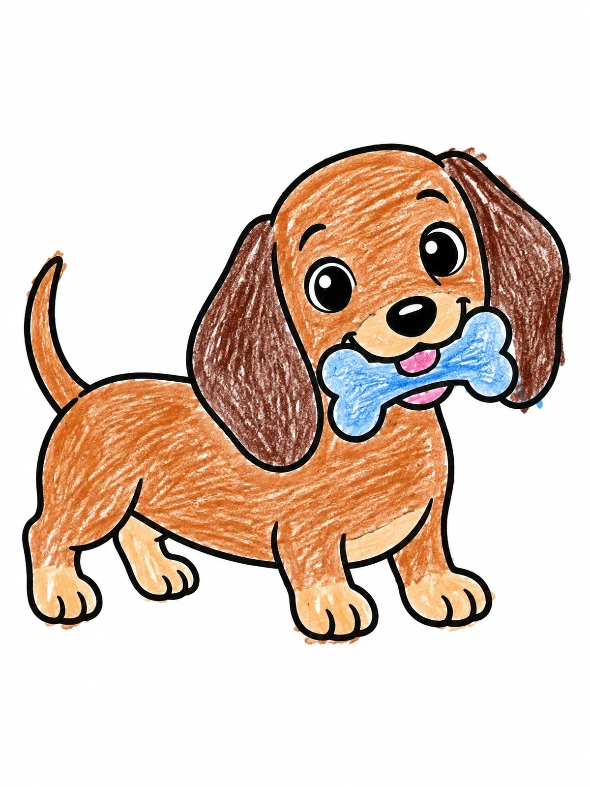 Colored example of the Playful Dachshund Puppy With Bone coloring page